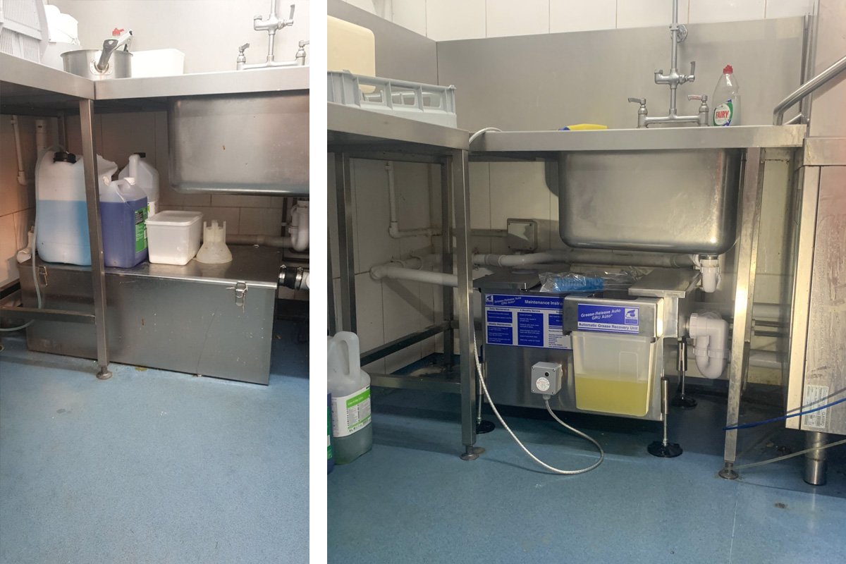 Leaking Underperforming Grease Trap Replaced With Automatic G.R.U